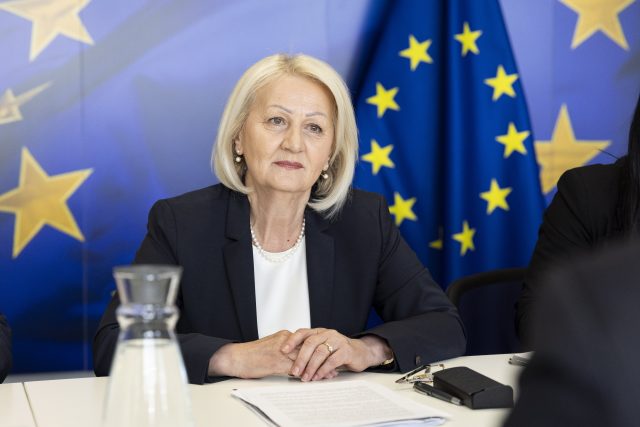 Magnus Brunner, European Commissioner for Internal Affairs and Migration, receives Borjana Krišto, Chairwoman of the Council of Ministers of Bosnia and Herzegovina.